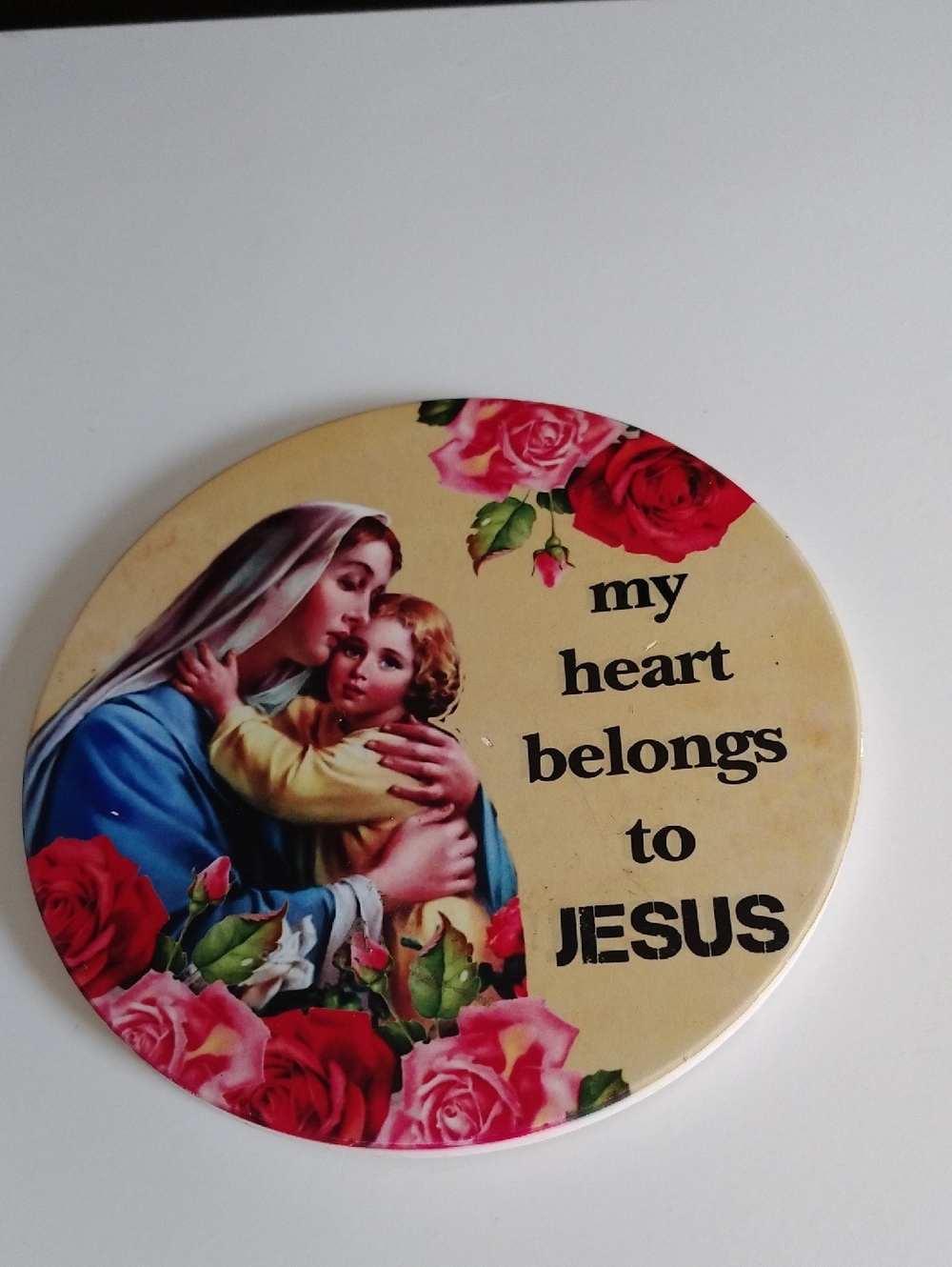 Religious Decorative Plaque "My Heart Belongs to Jesus" - Floral